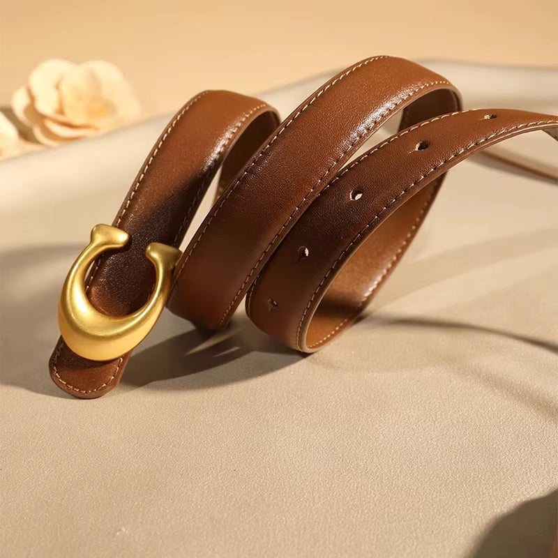 Gold Buckle Leather Belt
