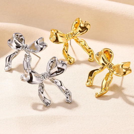 Bowknot Stainless Steel Gold & Silver Earrings