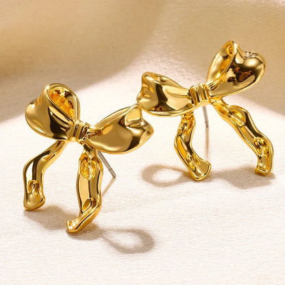 Bowknot Stainless Steel Gold & Silver Earrings