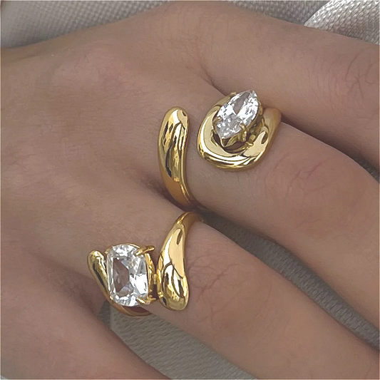 Stainless Steel 18K Gold Plated Zircon Rings