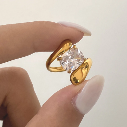 Stainless Steel 18K Gold Plated Zircon Rings