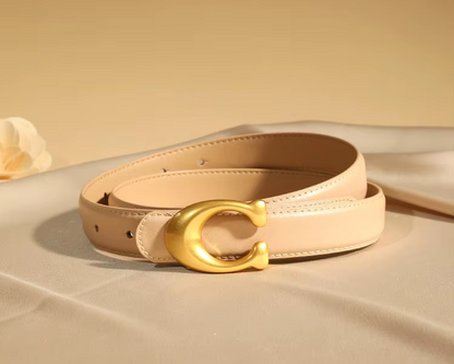 Gold Buckle Leather Belt