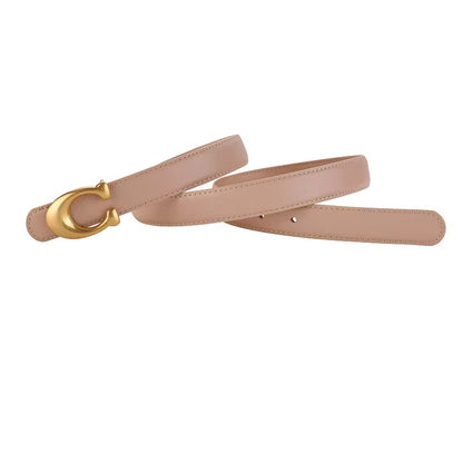 Gold Buckle Leather Belt