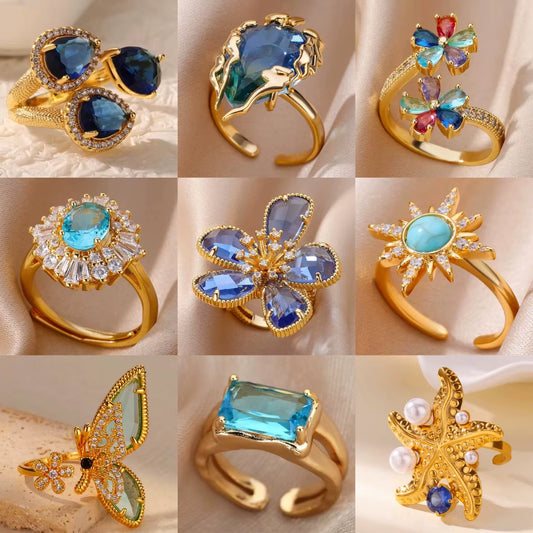 Blue Colour Zircon Rings