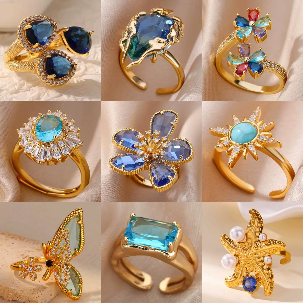 Blue Colour Zircon Rings