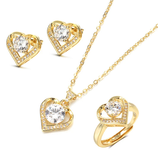 18K Gold & Silver Zircon Jewelry Sets