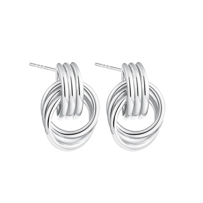 Vintage Texture Gold Plated Stainless Steel Earrings for Women Geometric Circle Twist Statement Earring Fashion Jewelry Bijoux