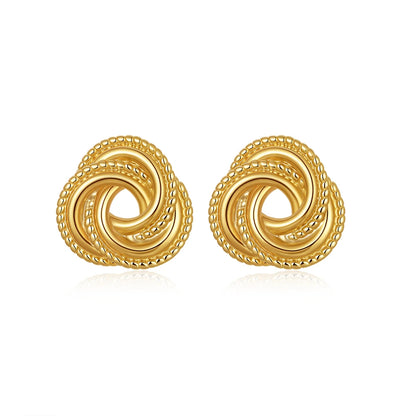 Vintage Texture Gold Plated Stainless Steel Earrings for Women Geometric Circle Twist Statement Earring Fashion Jewelry Bijoux