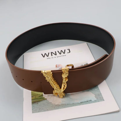 Metallic Gold Large V-shaped Buckle Belt