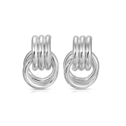 Vintage Texture Gold Plated Stainless Steel Earrings for Women Geometric Circle Twist Statement Earring Fashion Jewelry Bijoux