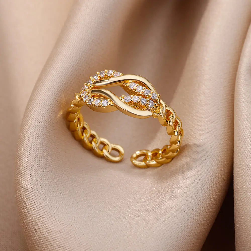 White Zircon Geometric Rings