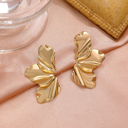 Stainless Steel Chic Petal Stud Earrings