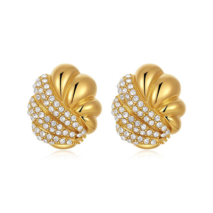 Vintage Texture Gold Plated Stainless Steel Earrings for Women Geometric Circle Twist Statement Earring Fashion Jewelry Bijoux