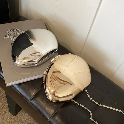 Shell Shape Clutch Bag Gold & Silver