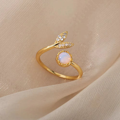 White Zircon Geometric Rings