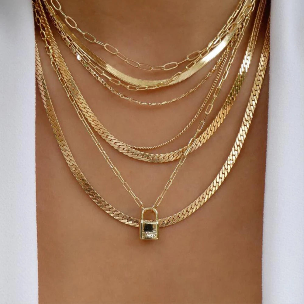 Boho Multi-Layer Crystal Pendant Necklace Sets