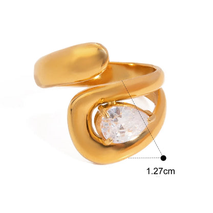 Stainless Steel 18K Gold Plated Zircon Rings