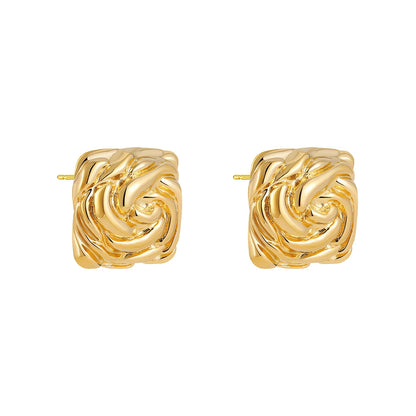 Vintage Texture Gold Plated Stainless Steel Earrings for Women Geometric Circle Twist Statement Earring Fashion Jewelry Bijoux