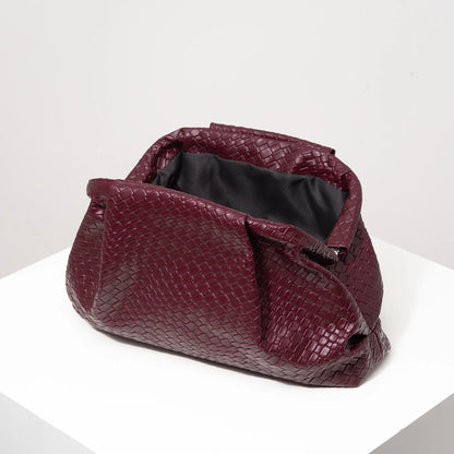 Woven Pattern Burgundy Clutch Bag