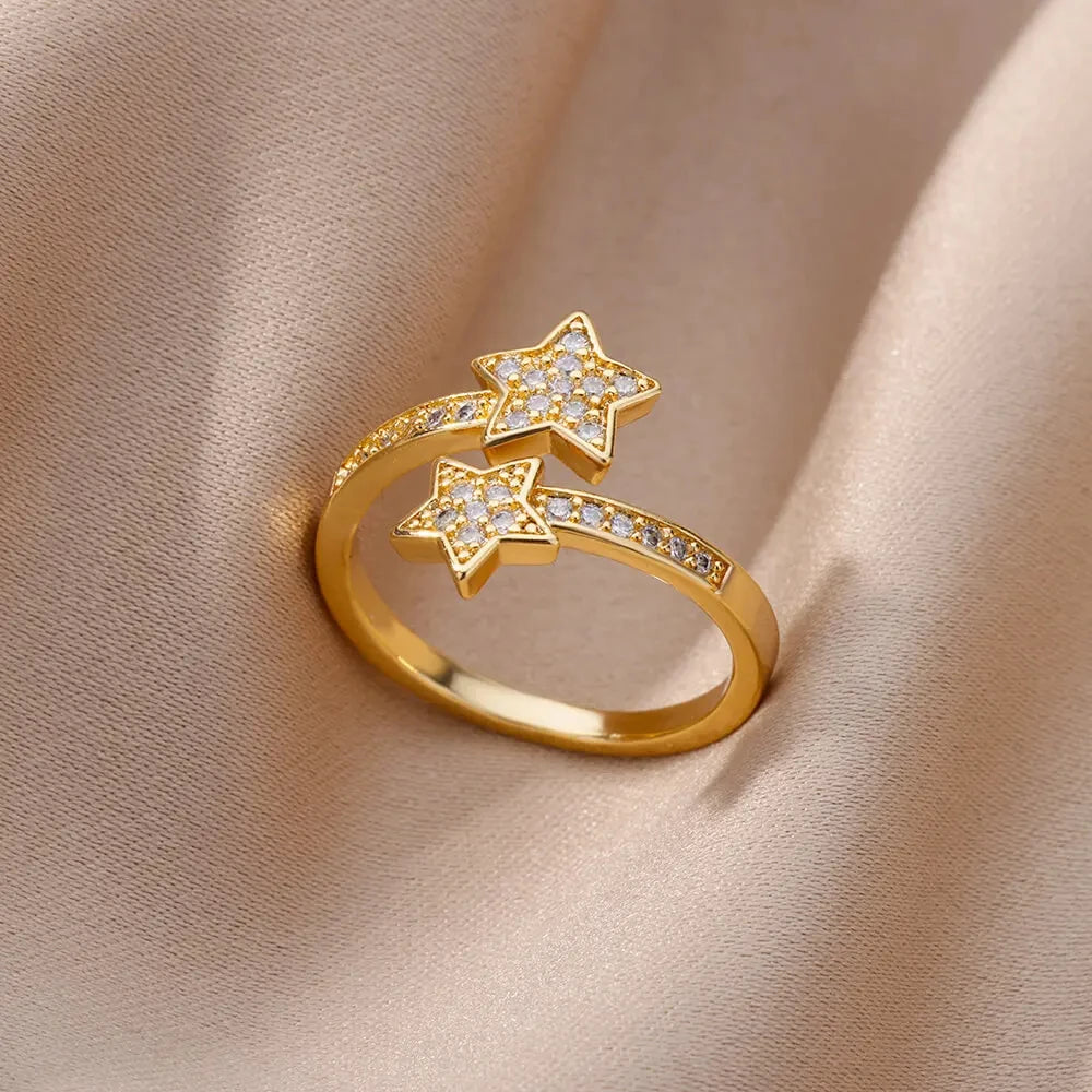 White Zircon Geometric Rings
