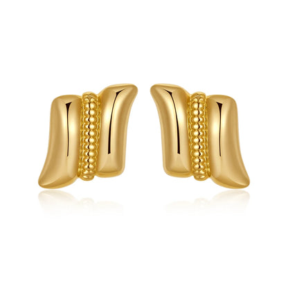 Vintage Texture Gold Plated Stainless Steel Earrings for Women Geometric Circle Twist Statement Earring Fashion Jewelry Bijoux