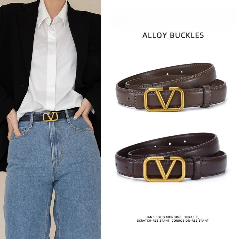 V Buckle PU Leather Belts