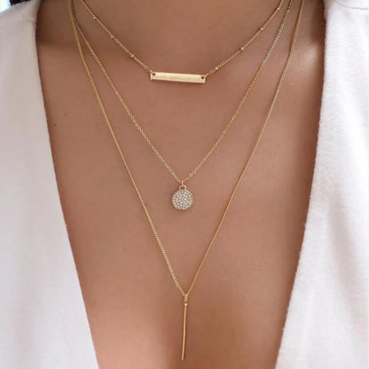 Boho Multi-Layer Crystal Pendant Necklace Sets