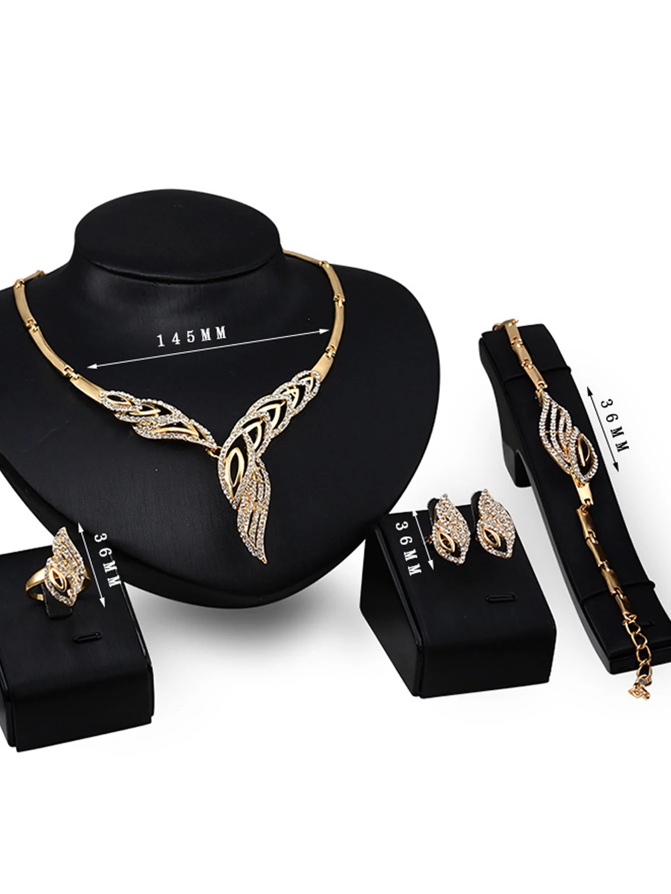 4Pcs Plated Gold Wedding Jewellery Set