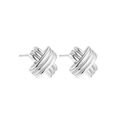 Vintage Texture Gold Plated Stainless Steel Earrings for Women Geometric Circle Twist Statement Earring Fashion Jewelry Bijoux