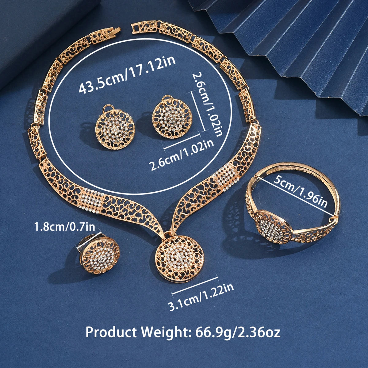 4Pcs Plated Gold Wedding Jewellery Set
