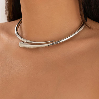 Water Drop Torques Choker Necklace, Open Cuff Bangle with Adjustable Ring