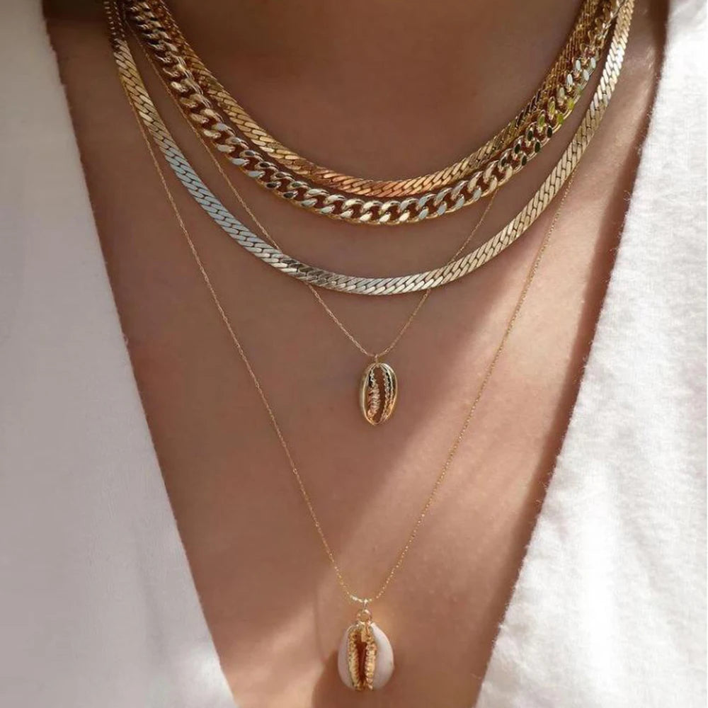 Boho Multi-Layer Crystal Pendant Necklace Sets
