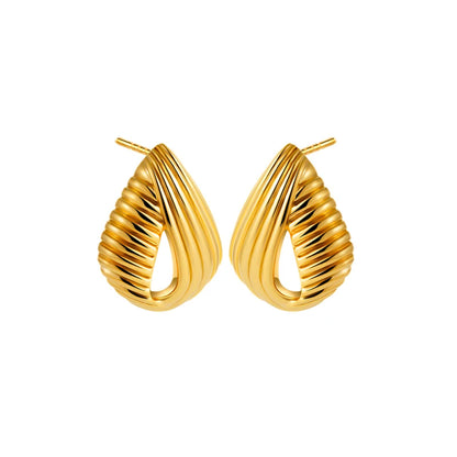 Vintage Texture Gold Plated Stainless Steel Earrings for Women Geometric Circle Twist Statement Earring Fashion Jewelry Bijoux
