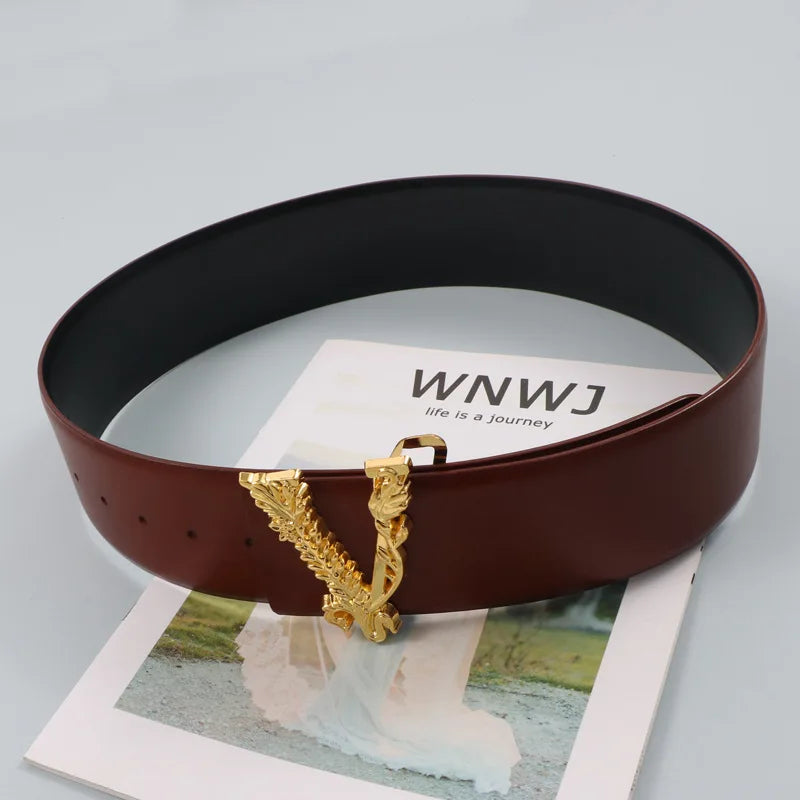 Metallic Gold Large V-shaped Buckle Belt