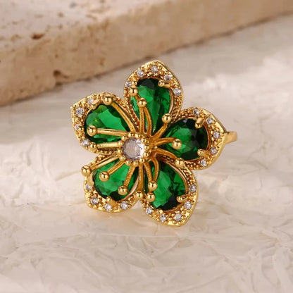 Stainless Steel Green Zircon Rings