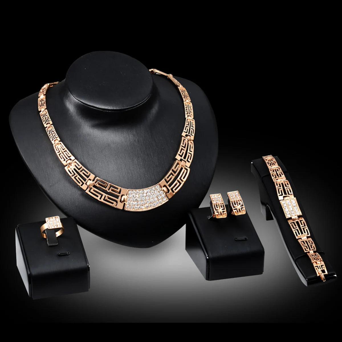 4Pcs Plated Gold Wedding Jewellery Set