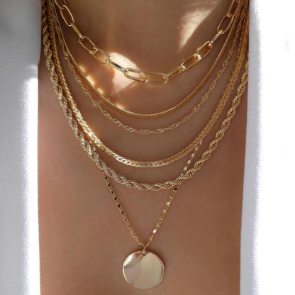 Boho Multi-Layer Crystal Pendant Necklace Sets