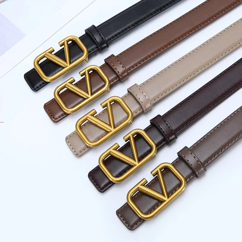 V Buckle PU Leather Belts