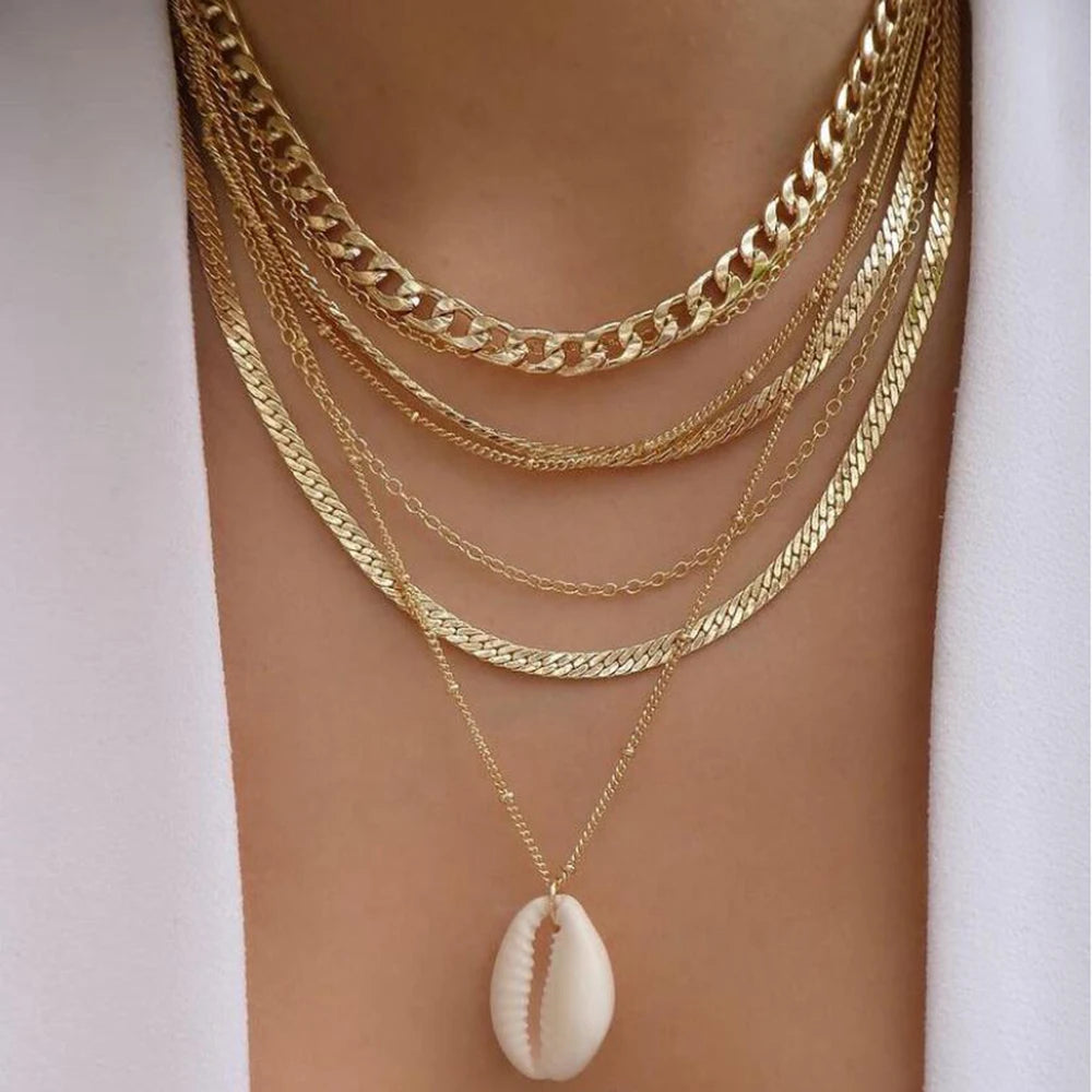 Boho Multi-Layer Crystal Pendant Necklace Sets