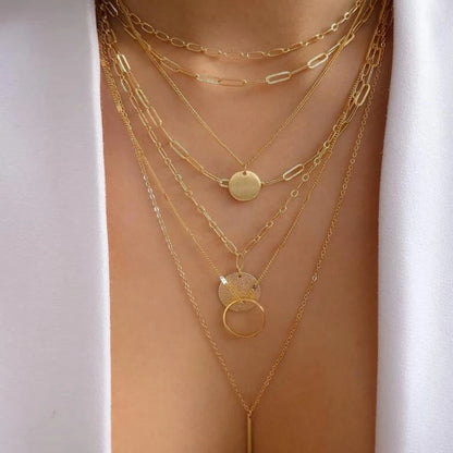 Boho Multi-Layer Crystal Pendant Necklace Sets