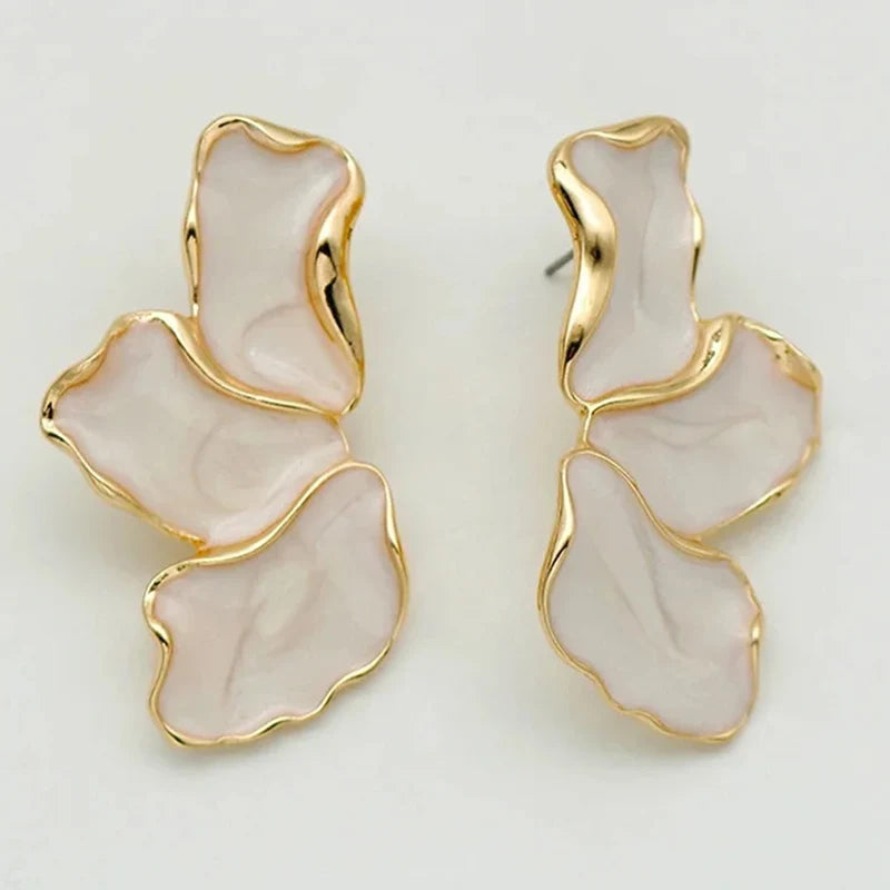 Cream Flower Petal Design Statement Earrings