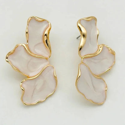 Cream Flower Petal Design Statement Earrings