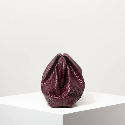 Woven Pattern Burgundy Clutch Bag
