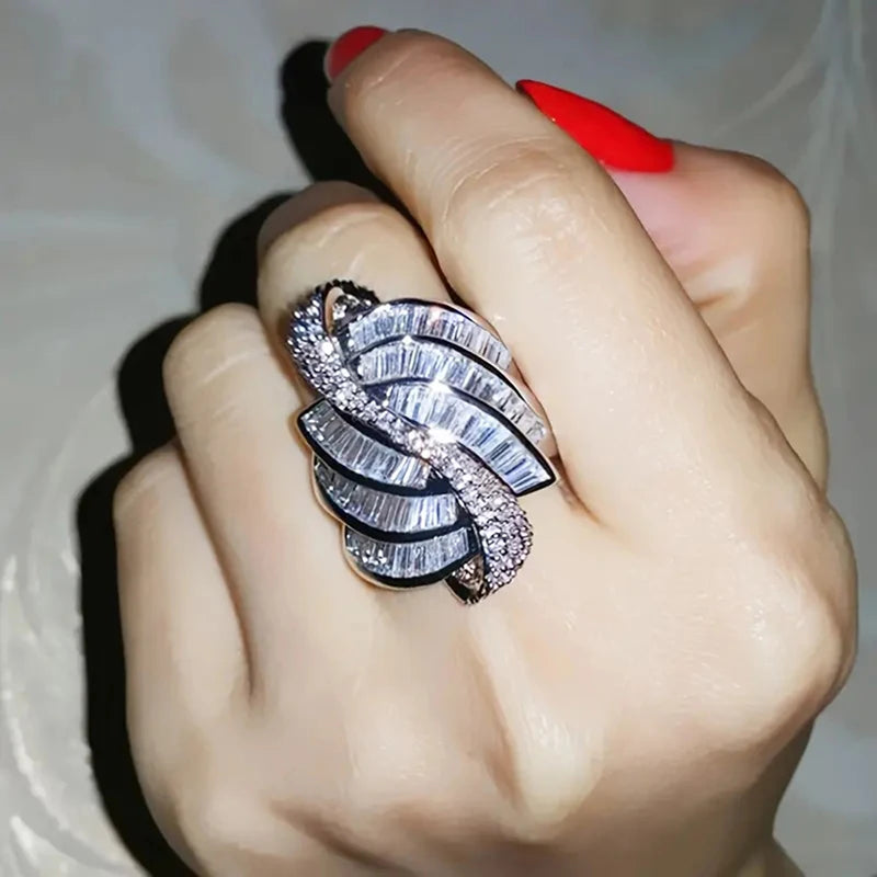 Geometric Shaped Sparkling Zirconia Ring