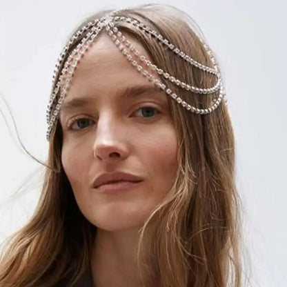 Rhinestone Crystal Forehead Chain - Bridal-wear 