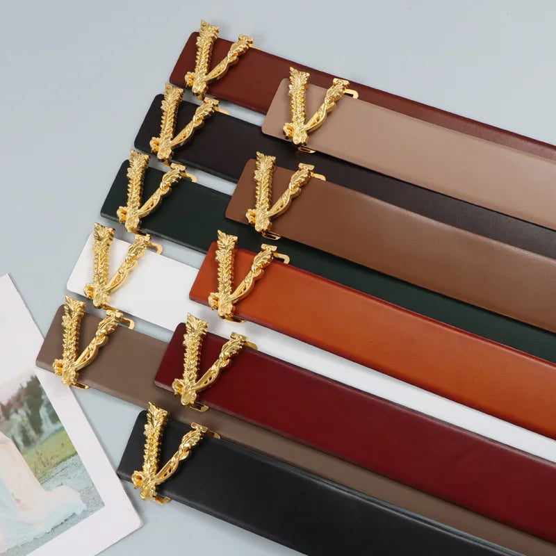 Metallic Gold Large V-shaped Buckle Belt