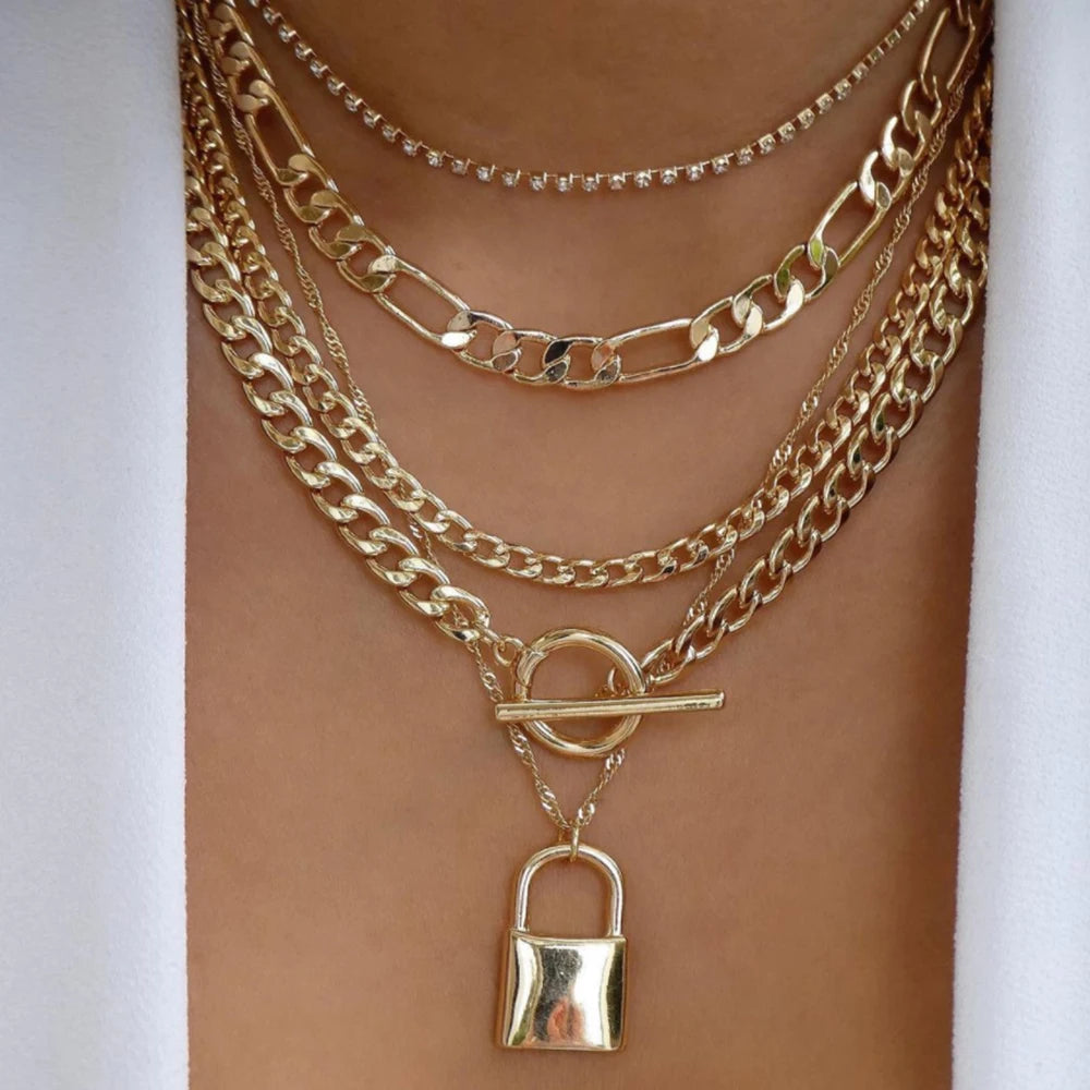 Boho Multi-Layer Crystal Pendant Necklace Sets