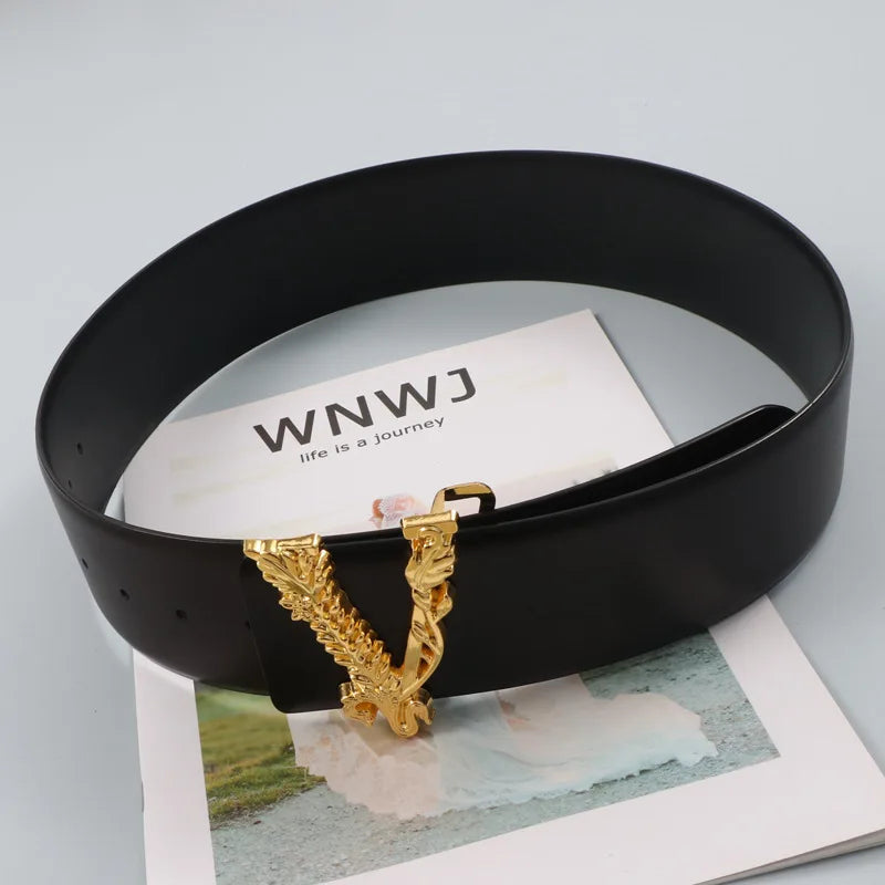 Metallic Gold Large V-shaped Buckle Belt