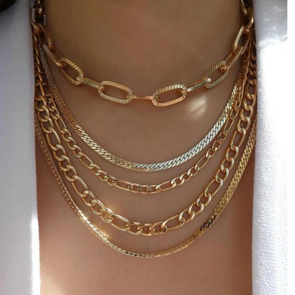 Boho Multi-Layer Crystal Pendant Necklace Sets