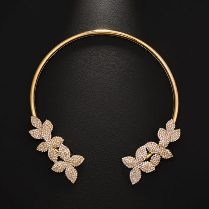 Floral Leaf Style Rhinestone Clavicle Necklace